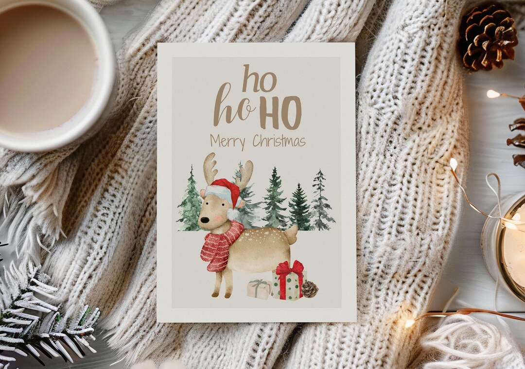 Biglietto Di Natale Huxters Per Il Primo Natale 2024 Con Renna - 14,8 Cm, Carta Premium 350g/m² Con Busta