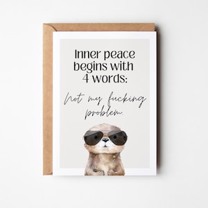 Inner Peace Postcard - Grappig gezegde kaart met otter, aanmoediging, troostkaart, aanmoediging, je kunt het doen, aanmoediging, aanmoediging