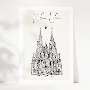 Postal de regalo de Colonia con frase Amor de Colonia, KÖLNER DOM, Amantes de Colonia, Tarjeta de regalo de Colonia en movimiento, Tarjeta de felicitación Colonia DIN A6 - loulala®