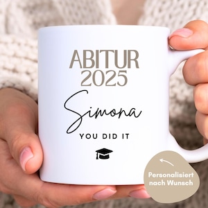 Taza de regalo para Abitur con nombre, Abitur aprobado, graduación de Abitur, regalo de Abitur, Abitur 2025, regalo para Abitur, taza de alta calidad