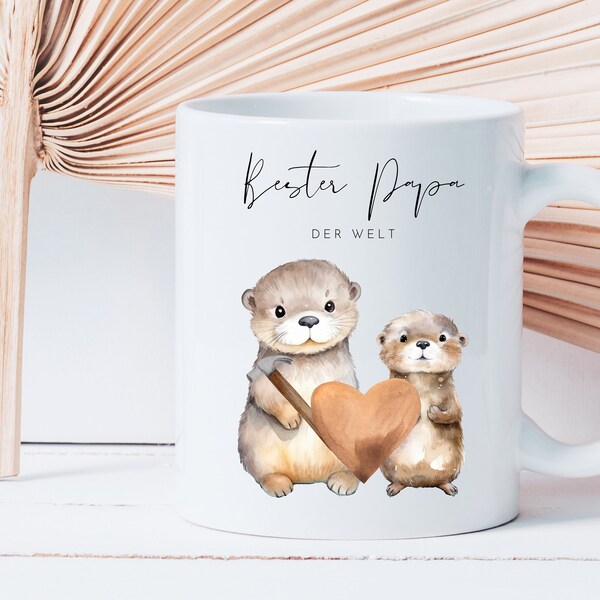 loulala® Vatertagsgeschenk süße Tasse mit Otter Motiv bester Papa der Welt, Vatertag Geschenk, Papa Geschenk Geburtstag, Vater Geschenk