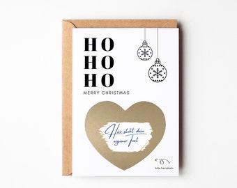 loulala® Rubbelkarten zu Weihnachten, Personalisierter Gutschein als Rubbellos zu Weihnachten, Weihnachtskarte