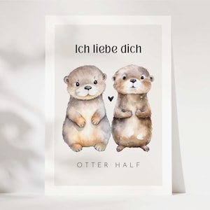Ich liebe dich Karte Otter, Geschenk Partner, Valentinstag, Jahrestag, Hochzeitstag Geschenk, I love you, Liebeskarte für Partner Hej.Otti®