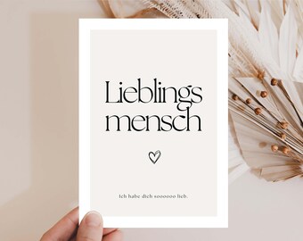 Postkarte Lieblingsmensch, Karte Herzensmensch, Geschenk beste Freundin, Beste Freundin Geschenk, Beste Freundin Karte, Freundin Geburtstag