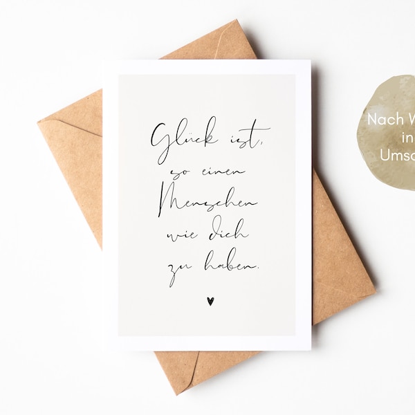 Postkarte "Glück ist, so einen Menschen wie dich zu haben", Geschenk für Freundin, Geschenk für den Lieblingsmenschen