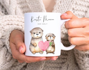 loulala® Regalo per la mamma Tazza carina con motivo lontra - La migliore mamma del mondo, Regalo per la festa della mamma, Compleanno della mamma, Tazza per la mamma