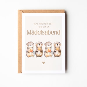 Invitación a una velada de chicas, tarjeta para amigas con un dulce motivo de nutria, invitación a una velada de chicas, - postal de loulala®