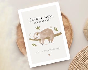 oulala® Funny Birthday Card Sloth, Birthday Card, Happy Birthday Card, Congratulations Card, Sweet Greeting Card Birthday Girlfriend