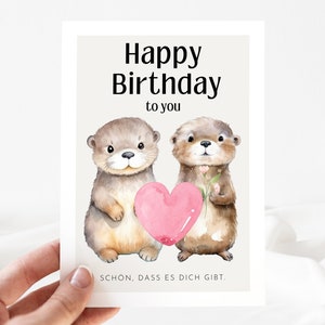 Otter Geburtstagskarte, Otter Karte zum Geburtstag, Happy Birthday Karte für den Lieblingsmensch, Geburtstag, Herzlichen Glückwunsch Karte