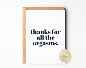 Funny card "thanks for all the orgasms", gift idea for your partner for Valentine's Day, orgasm card, birthday card for your partner