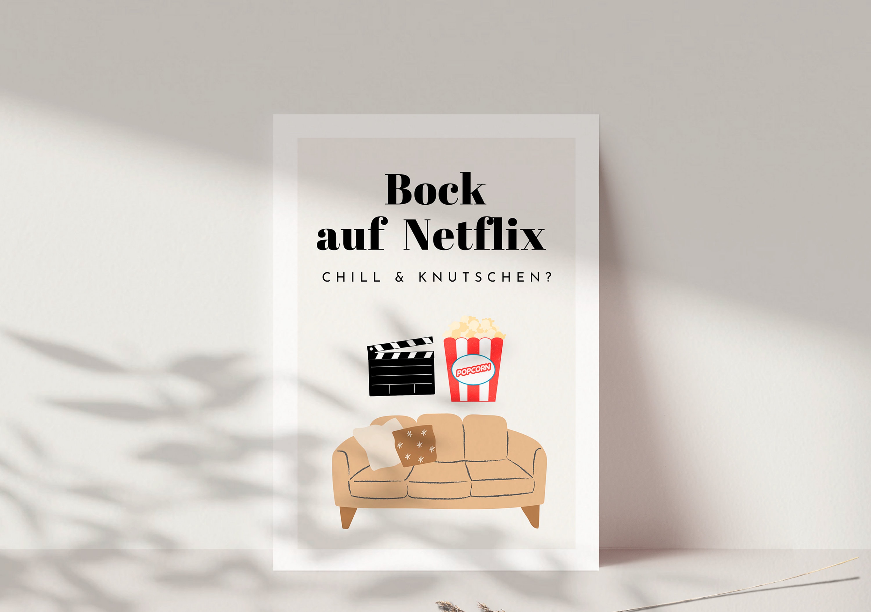 Funny postcard Netflix and chill, time for two voucher, date night, gift for partner, asking for a date in a funny way