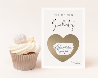Geburtstags-Rubbelkarten zum selber beschriften für Schatz | Geschenk für Freundin, Geschenk für Männer, Rubbelkarte mit eigener Nachricht