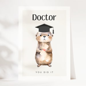 Doctor afstudeercadeau, doctoraat, dokterscadeau, promotie, dokterskaart, doctoraatsscriptie afstuderen wenskaart