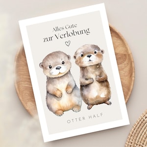 Verlobungsgeschenk, Karte Verlobung Glückwunschkarte süße Otter, Verlobung Glückwunschkarte, Verlobung Karte, Karte zur Verlobung - Hej.Otti