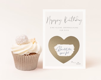 Tarjeta rasca y gana personalizada | Tarjeta de cumpleaños | Tarjeta sorpresa personalizada | Cupón personalizado