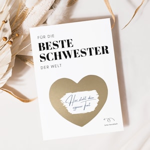 Regalo per la sorella, gratta e vinci da scrivere su te stessa, regalo di compleanno per la sorella, regalo di Natale per la sorella, cuore per la sorella