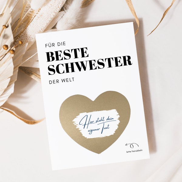 Geschenk Schwester, Rubbelkarten zum selber beschriften, Geburtstagsgeschenk für Schwester, Weihnachtsgeschenk für Schwester, Schwesterherz