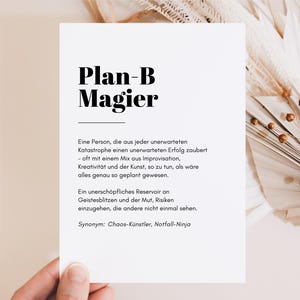 Carte drôle avec dicton, cadeau pour collègue collègue patron, cadeaux amusants, carte d'anniversaire amusante avec dicton « Plan B Magicien »