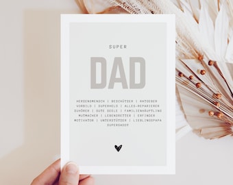 Greeting card for the best dad, synonym card dad, father gift, dad gift birthday, dad birth card, dad gift