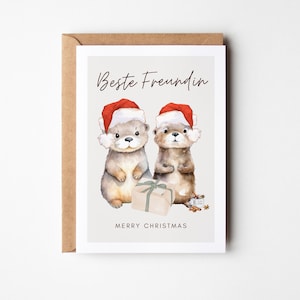 Weihnachtskarte für Beste Freundin, Otter Weihnachtskarte, Weihnachtskarten Beste Freundin Weihnachtsgruß, Weihnachtsgeschenk Beste Freundin