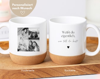 loulala® Fototasse mit Spruch, personalisierte Tasse Freundin, Geschenk beste Freundin Foto Collage Tasse, Bestie Geschenk Tasse Foto