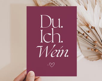 Postcard You I Wine Love, Gift Wine Lover, Card for Him, Gift for Her, Gift Best Friend, Wine Gift