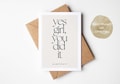 Postcard Girl you did it, gift card graduation, training, high school diploma, bachelor, studies, master, exam, congratulations card greeting card product logo