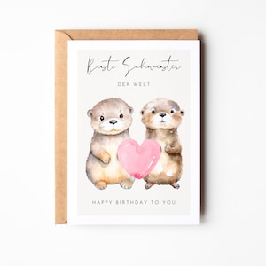 Carte de meilleure sœur mignonne de loutre, cadeau de sœur, anniversaire de sœur, cadeau d'anniversaire de sœur - Carte d'anniversaire de sœur