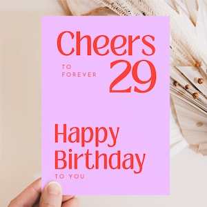 Retro Geburtstagskarte für Herzensmenschen, Happy Birthday beste Freundin, Geburtstagskarte für Frauen, Cheers to forever 29 - Postkarte A6