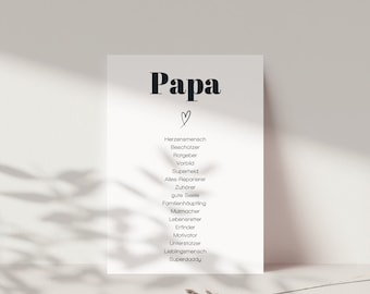 Geburtstagskarte für Papa, Synonymkarte Papa, Vater Geschenk, Papa Geschenk Geburtstag, Papa Geburtskarte, nach Wunsch inkl. Kuvert
