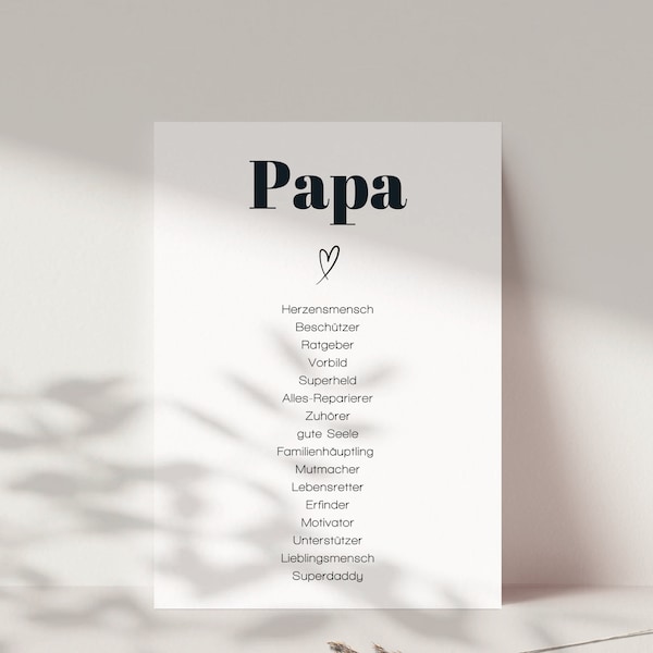 Geburtstagskarte für Papa, Synonymkarte Papa, Vater Geschenk, Papa Geschenk Geburtstag, Papa Geburtskarte, nach Wunsch inkl. Kuvert