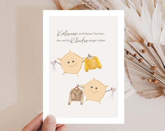 Funny card calories, humor card, funny postcard, card for girlfriend, diet saying, calorie saying card, card diet, card humor