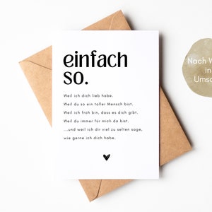 Postkarte einfach so, Geschenk für Freundin, Geschenk für den Lieblingsmenschen, einfach mal danke sagen, Geschenk zum Valentinstag, DINA6 Bild 4