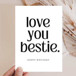 Carte postale LOVE YOU BESTIE avec enveloppe au choix, cadeau meilleur ami, carte DINA6, carte meilleur ami, anniversaire ami