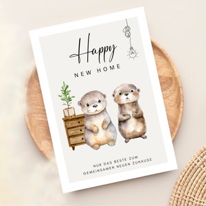 Biglietto d'auguri di inaugurazione della Dolce Lontra per il trasloco nella tua nuova casa | felice nuova casa | Carta di inaugurazione della casa | Mappa del trasloco interno