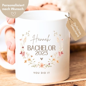 Bachelor 2025 Geschenk, Bachelor Tasse personalisiert mit Namen, Bachelor bestanden Geschenk, Bachelor Abschluss Tasse, Bachelor Tasse