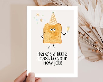 Grappige kaart nieuwe baan Little Toast, felicitatiekaart nieuwe baan collega, kaart voor baanwisseling, grappige ansichtkaart, afscheidskaart collega