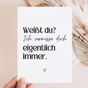 Postkarte Ich vermisse dich, Fernbeziehung, Postkarte du fehlst mir, Sehnsucht, Ich liebe dich, Geschenk für Vermissen, emotionale Postkarte