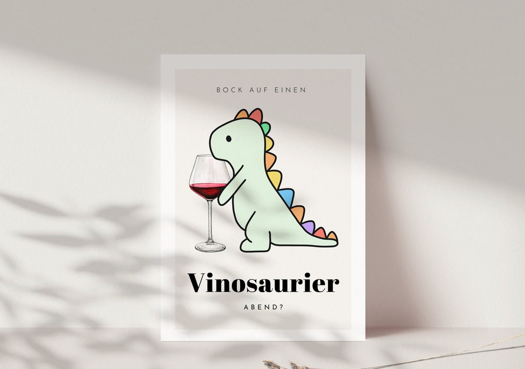 Wee Blue Coo Dinosaurier-Karte „Lieblingswein O-Saur“ – Geburtstagskarte Für Weinliebhaber