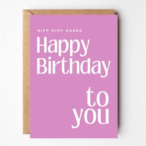 Tarjeta de cumpleaños morada para seres queridos, Feliz cumpleaños mejor amiga, regalo de cumpleaños para mujeres, Tarjeta de feliz cumpleaños retro DINA6