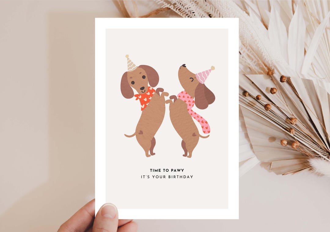 Funny Birthday Card Dog, Funny Dachshund Card, Card for Birthday, Dog ...