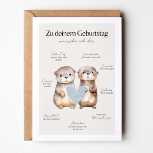Süße Geburtstagskarte Otter, Grusskarte zum Geburtstag, Geburtstagsgeschenk,  Geburtstagskarte, Happy Birthday Karte - Hej.Otti®