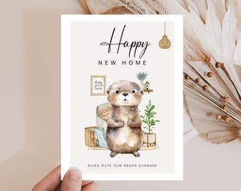 New home gift, housewarming gift, moving-in card, congratulations on your new home, moving gift, house purchase gift, Happy new home card