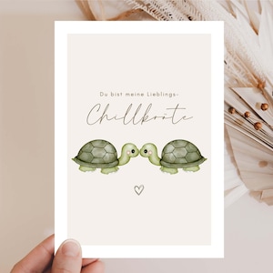 Postkarte Du bist meine Lieblings-Chillkröte, Geschenk Partner, Beste Freundin Geschenk, Lustige Karte, Lieblingsmensch, Schildkröte Karte