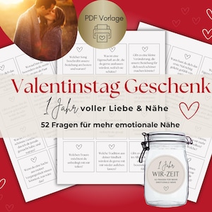 loulala® Valentine&#39;s Day DIY gift for couples to print PDF, couple gift, Valentine&#39;s Day gift, 52 questions for couples, time for two