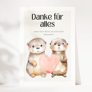 Otter Postkarte Danke für alles, Geschenk Freundin, Geschenk beste Freundin, Geschenk Lieblingsmenschen, danke sagen, danke für deine Hilfe