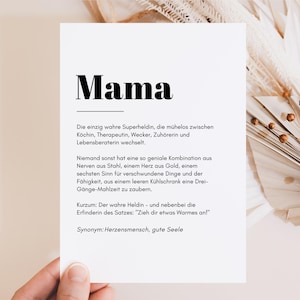 Mama Geschenk lustige Karte, Mama Geburtstag, Mama Geschenk Weihnachten, Mutter Definition, Muttertag Karte, Beste Mutter, Geburtstag Mama