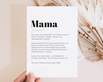Mom gift funny card, mom birthday, mom gift Christmas, mother definition, mother's day card, best mom, birthday mom