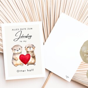 Anniversary gift otter, gift anniversary, husband wife anniversary gift, anniversary gift for him, otter postcard A6 -loulala® image 6