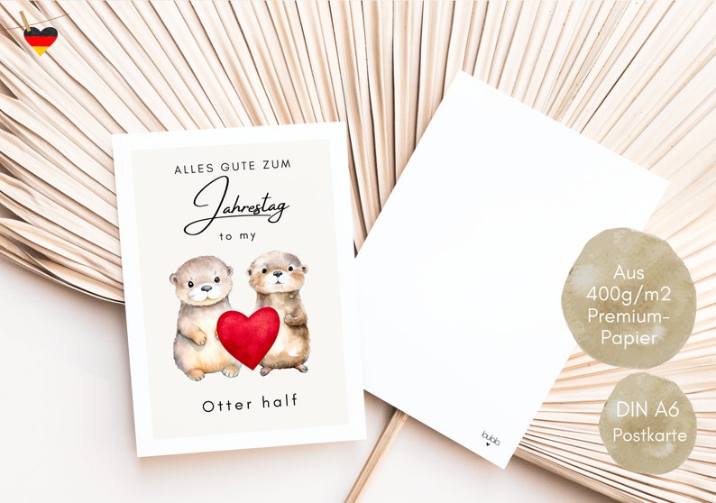 Anniversary gift otter, gift anniversary, husband wife anniversary gift, anniversary gift for him, otter postcard A6 -loulala® image 6